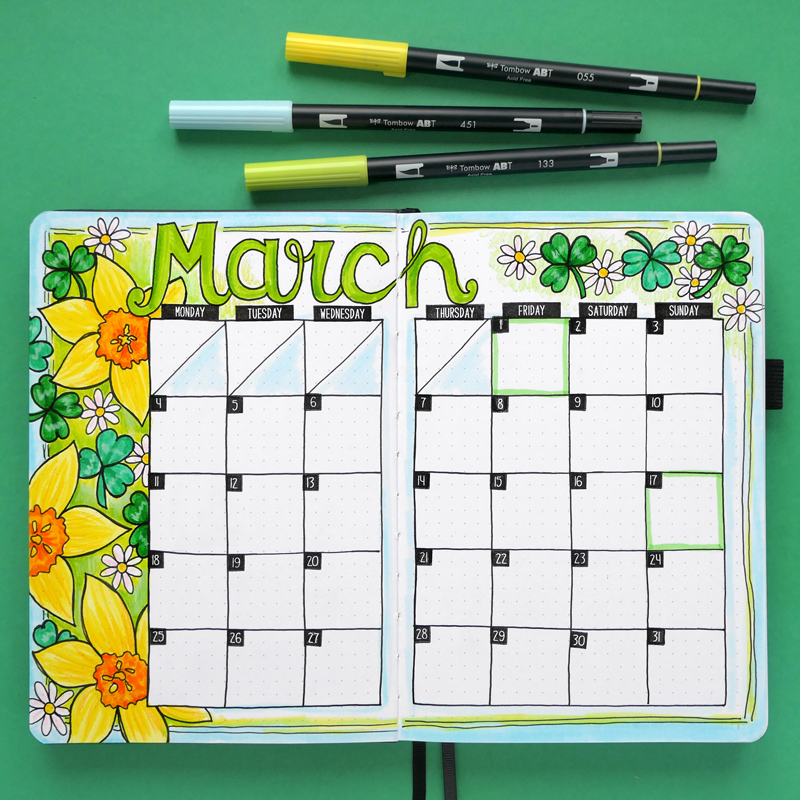 March Bullet Journal monthly by Kate Hadfield March Bullet Journal monthly