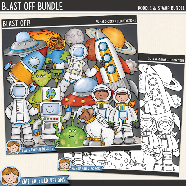 Blast Off - a fun collection of space and planets clipart! (Clip art and line extra value bundle!) Hand-drawn illustrations for digital scrapbooking, crafting and teaching resources from Kate Hadfield Designs. Blast Off - a fun collection of space and planets clipart! (Clip art and line extra value bundle!) Hand-drawn illustrations for digital scrapbooking, crafting and teaching resources from Kate Hadfield Designs.