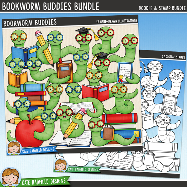 Bookworm Buddies Bundle - a fun and colourful collection of reading and writing clipart! (Clip art and line extra value bundle!) Hand-drawn illustrations for digital scrapbooking, crafting and teaching resources from Kate Hadfield Designs. Bookworm Buddies Bundle - a fun and colourful collection of reading and writing clipart! (Clip art and line extra value bundle!) Hand-drawn illustrations for digital scrapbooking, crafting and teaching resources from Kate Hadfield Designs.