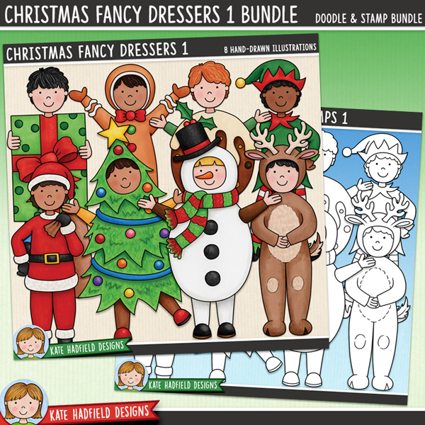 Christmas Fancy Dressers 1 - a fun and colourful collection of kids in costume clipart! (Clip art and line extra value bundle!) Hand-drawn illustrations for digital scrapbooking, crafting and teaching resources from Kate Hadfield Designs. Christmas Fancy Dressers 1 - a fun and colourful collection of kids in costume clipart! (Clip art and line extra value bundle!) Hand-drawn illustrations for digital scrapbooking, crafting and teaching resources from Kate Hadfield Designs.