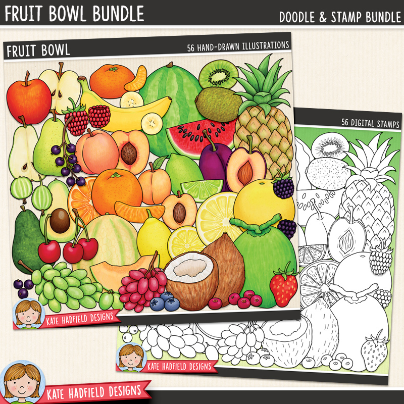 Fruit Bowl - a cute and colourful collection of fruit clipart! (Clip art and line extra value bundle!) Hand-drawn illustrations for digital scrapbooking, crafting and teaching resources from Kate Hadfield Designs. Fruit Bowl - a cute and colourful collection of fruit clipart! (Clip art and line extra value bundle!) Hand-drawn illustrations for digital scrapbooking, crafting and teaching resources from Kate Hadfield Designs.