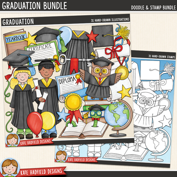 Graduation - a fun and colourful collection of school / college graduation clipart! (Clip art and line extra value bundle!) Hand-drawn illustrations for digital scrapbooking, crafting and teaching resources from Kate Hadfield Designs. Graduation - a fun and colourful collection of school / college graduation clipart! (Clip art and line extra value bundle!) Hand-drawn illustrations for digital scrapbooking, crafting and teaching resources from Kate Hadfield Designs.