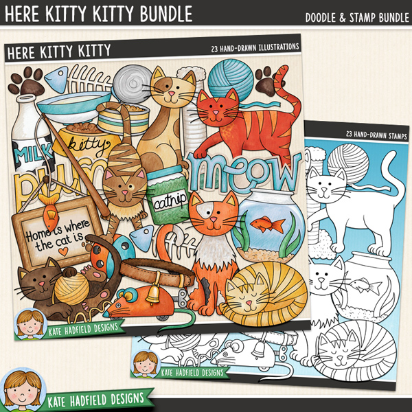 Here Kitty Kitty - a cute and colourful collection of cat and kitten clipart! (Clip art and line extra value bundle!) Hand-drawn illustrations for digital scrapbooking, crafting and teaching resources from Kate Hadfield Designs. Here Kitty Kitty - a cute and colourful collection of cat and kitten clipart! (Clip art and line extra value bundle!) Hand-drawn illustrations for digital scrapbooking, crafting and teaching resources from Kate Hadfield Designs.