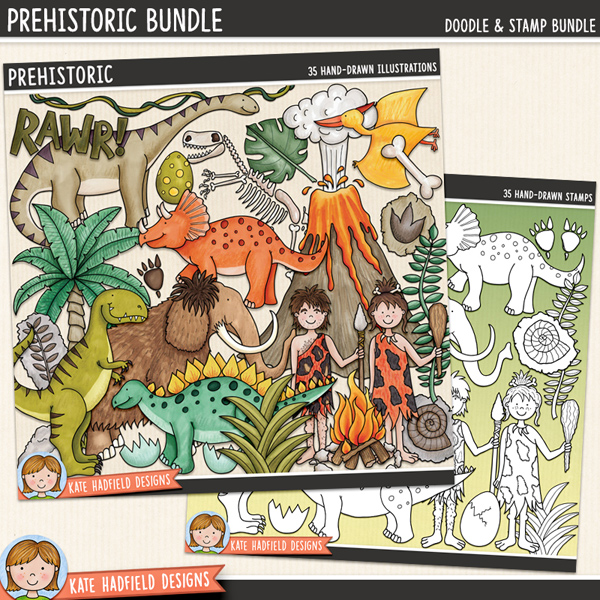 Prehistoric - a fun and colourful collection of dinosaur clipart! (Clip art and line extra value bundle!) Hand-drawn illustrations for digital scrapbooking, crafting and teaching resources from Kate Hadfield Designs. Prehistoric - a fun and colourful collection of dinosaur clipart! (Clip art and line extra value bundle!) Hand-drawn illustrations for digital scrapbooking, crafting and teaching resources from Kate Hadfield Designs.