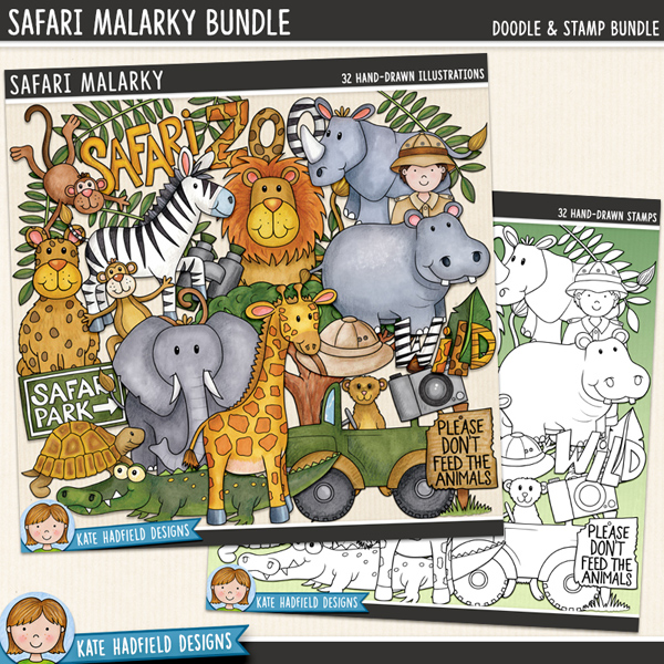 Safari Malarky - a cute collection of African animal clipart! (Clip art and line extra value bundle!) Hand-drawn illustrations for digital scrapbooking, crafting and teaching resources from Kate Hadfield Designs. Safari Malarky - a cute collection of African animal clipart! (Clip art and line extra value bundle!) Hand-drawn illustrations for digital scrapbooking, crafting and teaching resources from Kate Hadfield Designs.