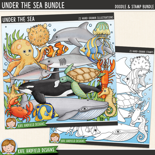 Under the Sea - a cute collection of sea creatures clipart! (Clip art and line extra value bundle!) Hand-drawn illustrations for digital scrapbooking, crafting and teaching resources from Kate Hadfield Designs. Under the Sea - a cute collection of sea creatures clipart! (Clip art and line extra value bundle!) Hand-drawn illustrations for digital scrapbooking, crafting and teaching resources from Kate Hadfield Designs.