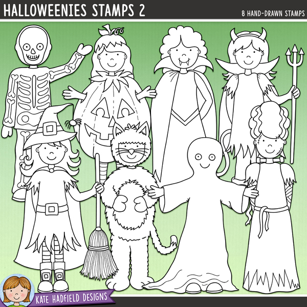 Halloweenies 2 Stamps - a fun collection of Halloween kids in costume digital stamps! (Line art versions also included). Hand-drawn illustrations for digital scrapbooking, crafting and teaching resources from Kate Hadfield Designs. Halloweenies 2 Stamps - a fun collection of Halloween kids in costume digital stamps! (Line art versions also included). Hand-drawn illustrations for digital scrapbooking, crafting and teaching resources from Kate Hadfield Designs.