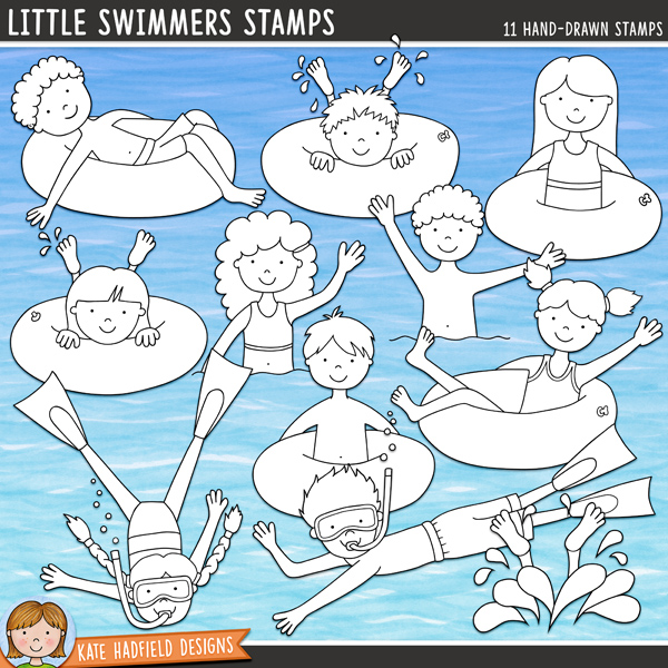 Little Swimmers Stamps - a fun collection of swimming kids digital stamps! (Line art versions also included). Hand-drawn illustrations for digital scrapbooking, crafting, card making and teaching resources from Kate Hadfield Designs. Little Swimmers Stamps - a fun collection of swimming kids digital stamps! (Line art versions also included). Hand-drawn illustrations for digital scrapbooking, crafting, card making and teaching resources from Kate Hadfield Designs.