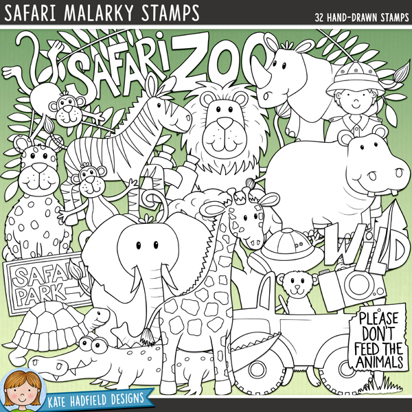 Safari Malarky Stamps - a cute collection of African animal digital stamps! (Line art versions also included). Hand-drawn illustrations for digital scrapbooking, crafting and teaching resources from Kate Hadfield Designs. Safari Malarky Stamps - a cute collection of African animal digital stamps! (Line art versions also included). Hand-drawn illustrations for digital scrapbooking, crafting and teaching resources from Kate Hadfield Designs.