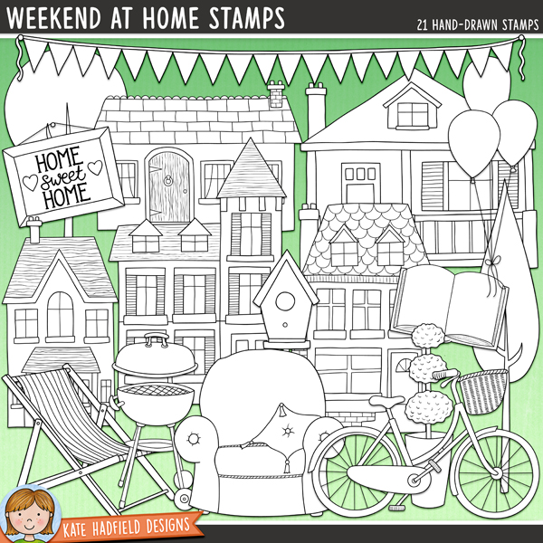 Weekend at Home Stamps - a cute collection of house and home digital stamps! (Line art versions also included). Hand-drawn illustrations for digital scrapbooking, crafting and teaching resources from Kate Hadfield Designs. Weekend at Home Stamps - a cute collection of house and home digital stamps! (Line art versions also included). Hand-drawn illustrations for digital scrapbooking, crafting and teaching resources from Kate Hadfield Designs.