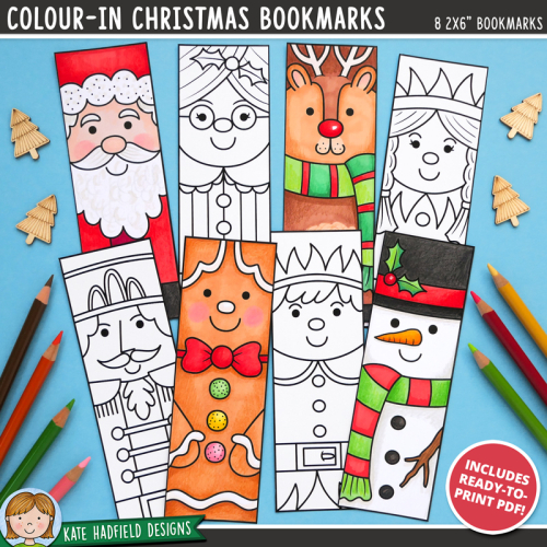Colour In Christmas Bookmarks