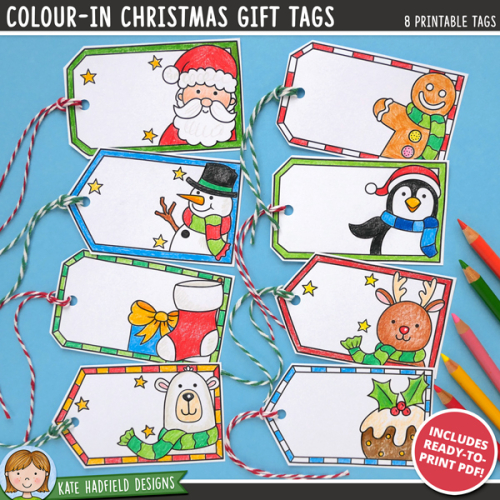 Colour In Christmas Gift Tags Colour In Christmas Gift Tags