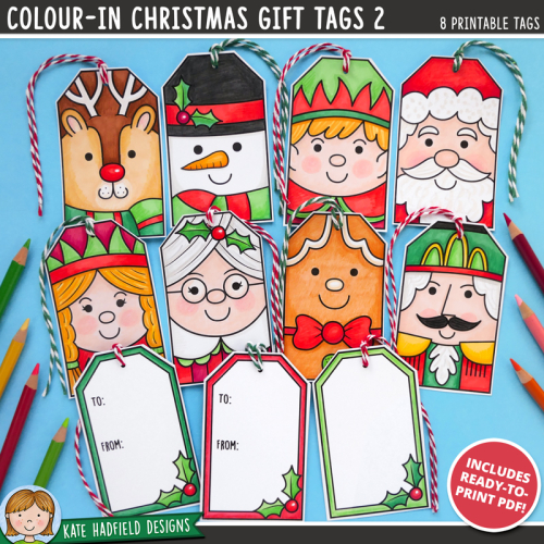 Colour In Christmas Gift Tags 2