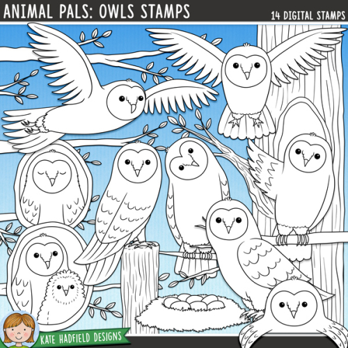 Animal Pals: Owls Stamps
