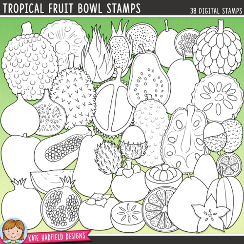 Tropical Fruit Bowl Stamps