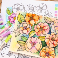 Artsy Floral colouring page