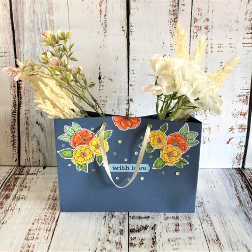 Artsy Floral Gift Bag using FREE Digital Stamps