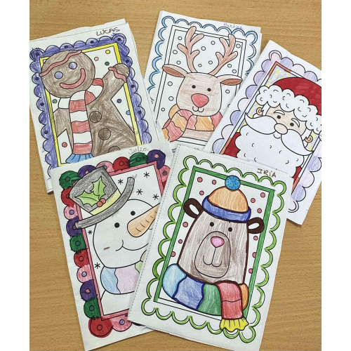 Colouring christmas cards
