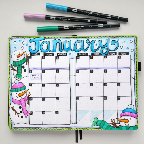January bujo spread