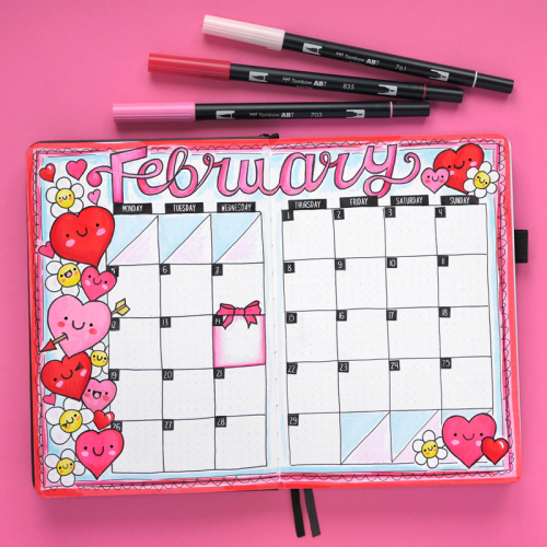 February bujo spread