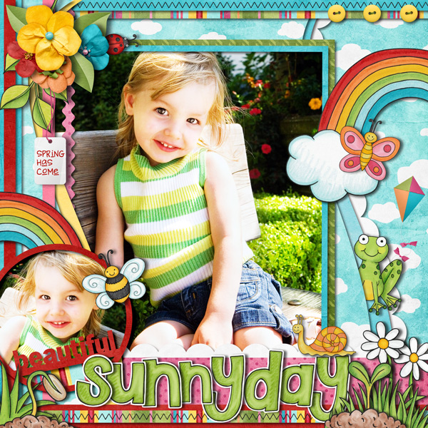 Spring scrapbook layout ideas | digital scrapbooking page by Akizo