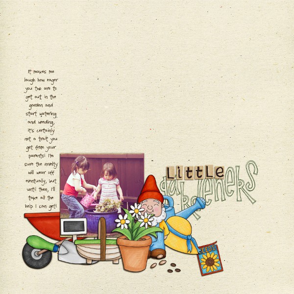 "Little Gardeners" digital scrapbooking page | scrapbook layouts ideas | page by Jude