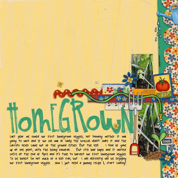 "Homegrown" digital scrapbooking page | scrapbook layouts ideas | page by Petra