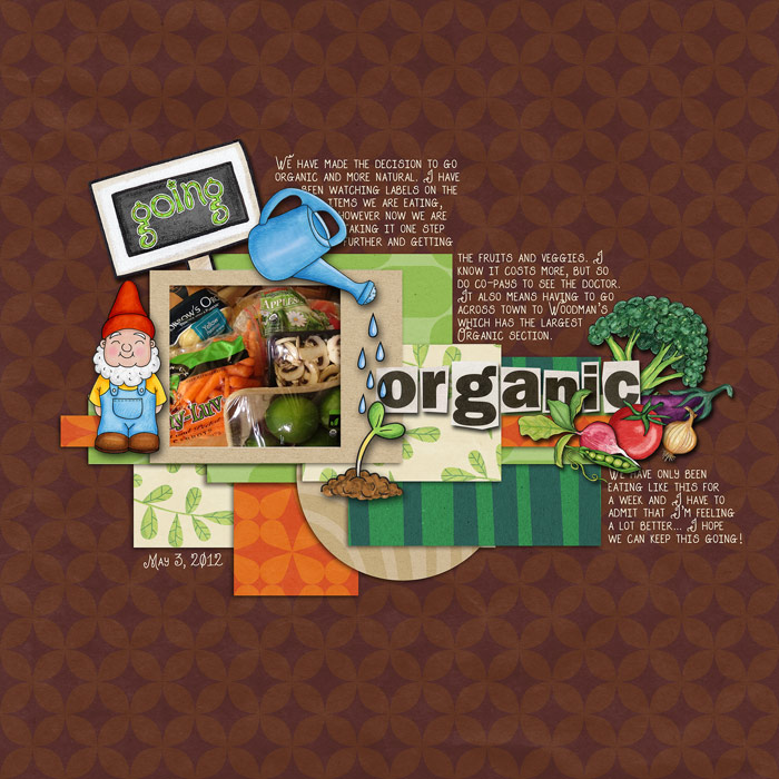 "Going Organic" digital scrapbooking page | scrapbook layouts ideas | page by Rebecca