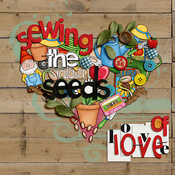 "Sewing the Seeds" digital scrapbooking page | scrapbook layouts ideas | page by Val