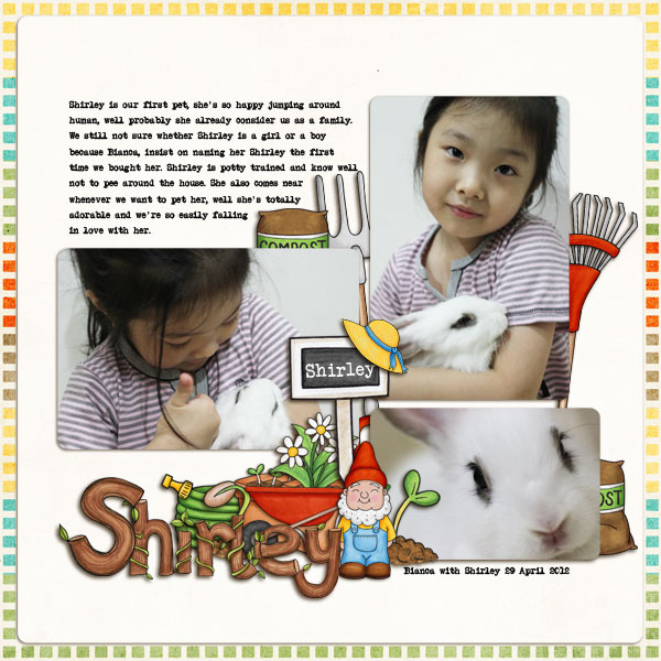"Shirley" digital scrapbooking page | scrapbook layouts ideas | page by Winnie