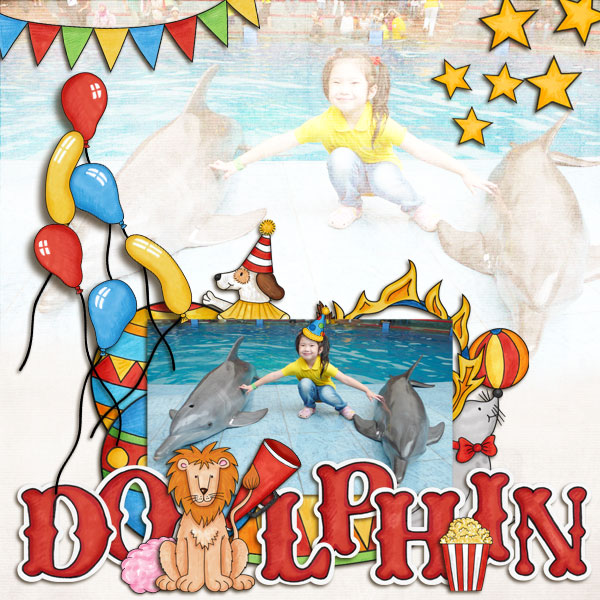 Big Top circus collection | digital scrapbook layout from Kate Hadfield Designs creative team member Winnie