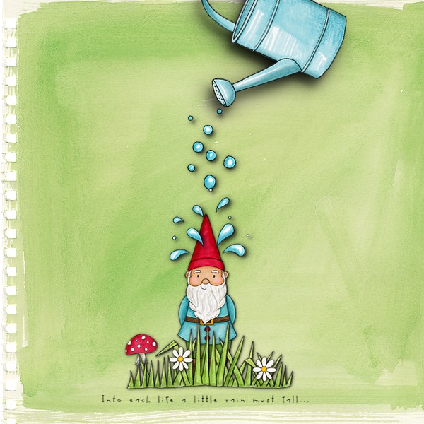 "Garden gnome" Spring scrapbook layout ideas | digital scrapbooking page by Edeena