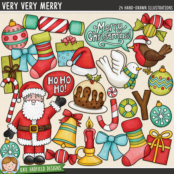 Very Very Merry doodles by Kate Hadfield