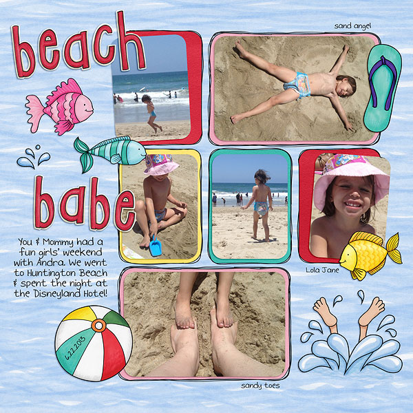 Summer digital scrapbooking page | scrapbook layout ideas | Kate Hadfield Designs Creative Team scrapbook page by Jenna