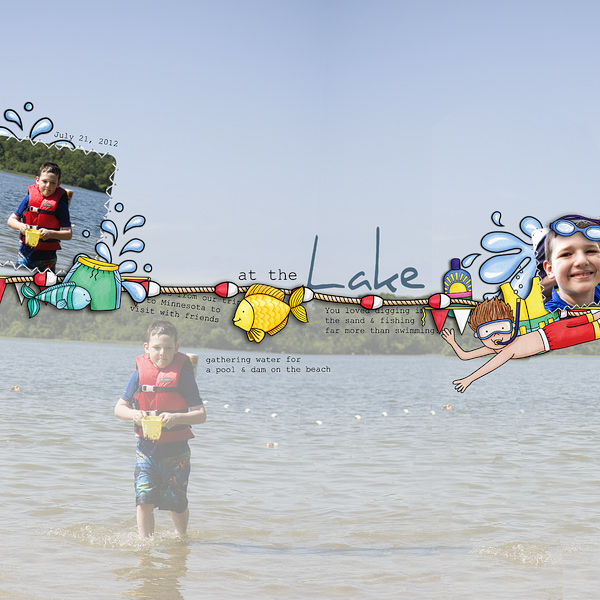 Summer digital scrapbooking page | scrapbook layout ideas | Kate Hadfield Designs Creative Team scrapbook page by Leia
