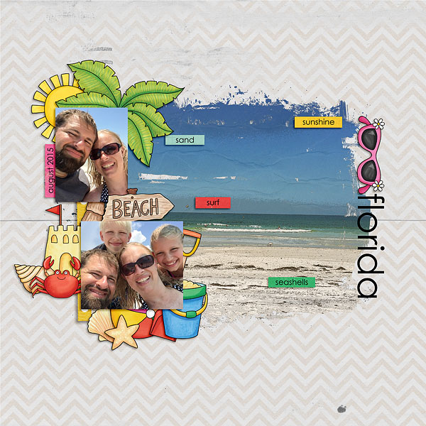 Digital scrapbook layout created with "On the Beach" from Kate Hadfield Designs! | Layout by Creative Team member Bethany