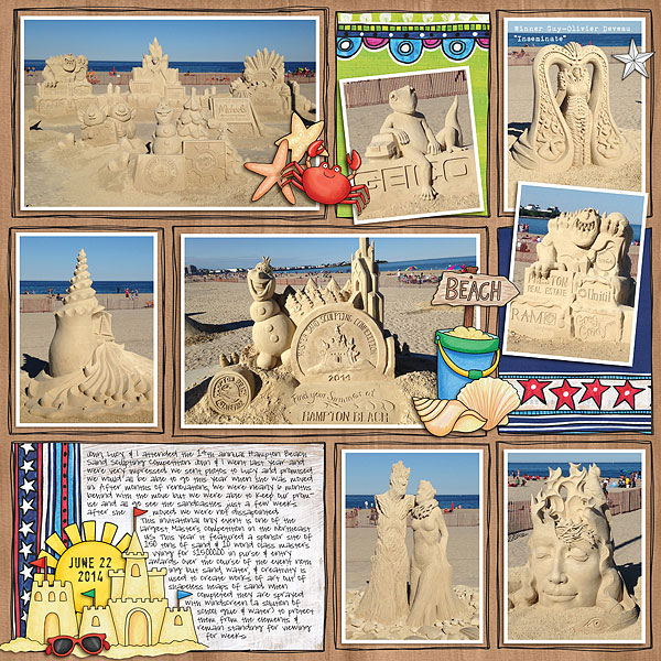 On the Beach digital scrapbooking page | vacation scrapbook layout ideas | Kate Hadfield Designs creative team layout by Nicole