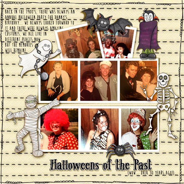 Halloween scrapbooking ideas! Halloween digital scrapbook layout by Kate Hadfield Designs creative team member Christa