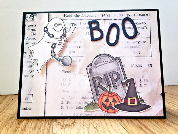 Halloween hybrid scrapbooking card by Kate Hadfield Designs creative team member Kim
