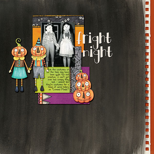 Halloween scrapbooking ideas! Halloween digital scrapbook layout by Kate Hadfield Designs creative team member Bethany