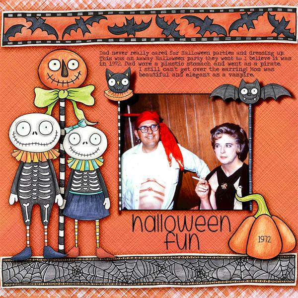 Halloween scrapbooking ideas! Halloween digital scrapbook layout by Kate Hadfield Designs creative team member Christa