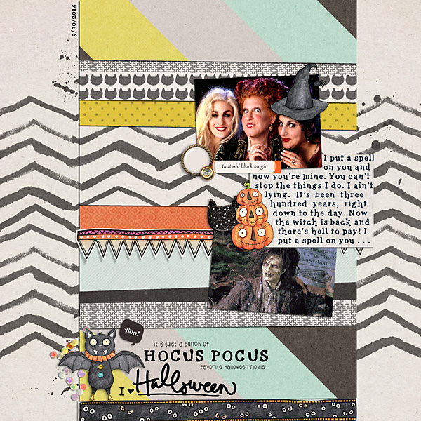 Halloween scrapbooking ideas! Halloween digital scrapbook layout by Kate Hadfield Designs creative team member Christine