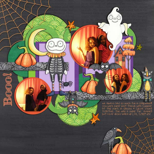 Halloween scrapbooking ideas! Halloween digital scrapbook layout by Kate Hadfield Designs creative team member Cynthia
