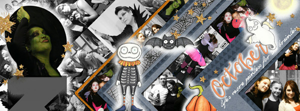 Halloween scrapbooking ideas! Halloween digital scrapbook layout by Kate Hadfield Designs creative team member CYnthia