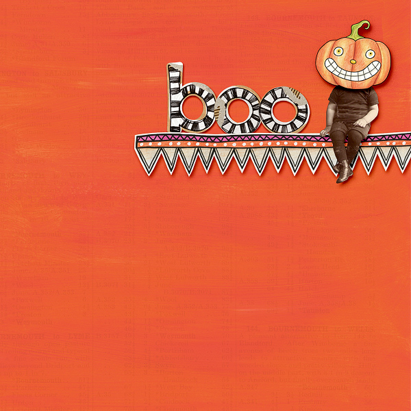 Halloween scrapbooking ideas! Halloween digital scrapbook layout by Kate Hadfield Designs creative team member Edeena