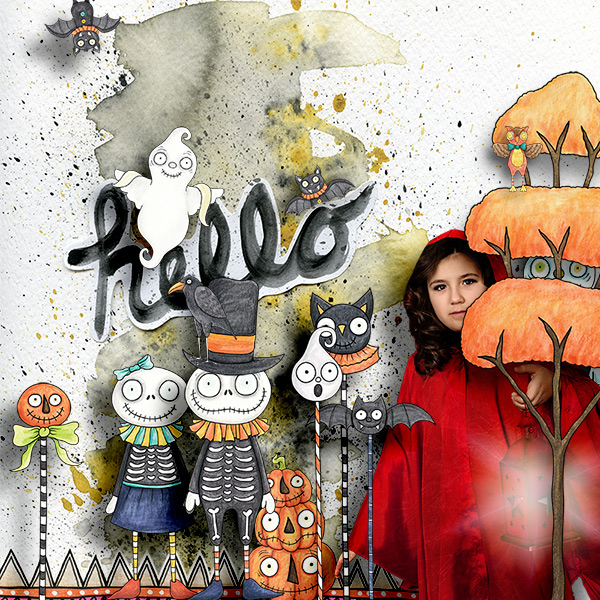 Halloween scrapbooking ideas! Halloween digital scrapbook layout by Kate Hadfield Designs creative team member Iva