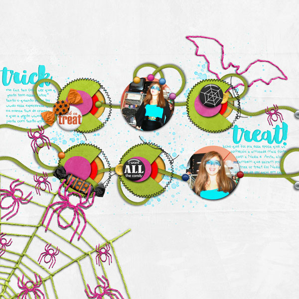 Halloween digital scrapbooking layout created with "Trickity Treat" kit by Kate Hadfield & Kim Jensen. Ideas for Halloween scrapbook pages! Layout by Creative Team member Cynthia