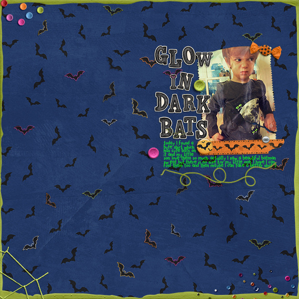 Halloween digital scrapbooking layout created with "Trickity Treat" kit by Kate Hadfield & Kim Jensen. Ideas for Halloween scrapbook pages! Layout by Creative Team member Kavel
