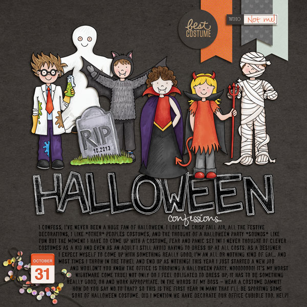 Kate Hadfield Designs design team "My favourite Halloween layout" by Nicole