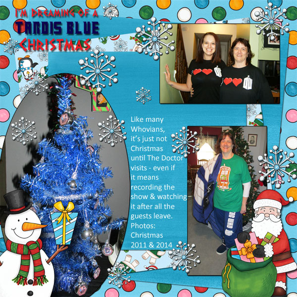 Christmas scrapbook layout created with digital scrapbooking kits from Kate Hadfield Designs – fun ideas for Christmas scrapbook pages! Layout by Creative Team member Jenni
